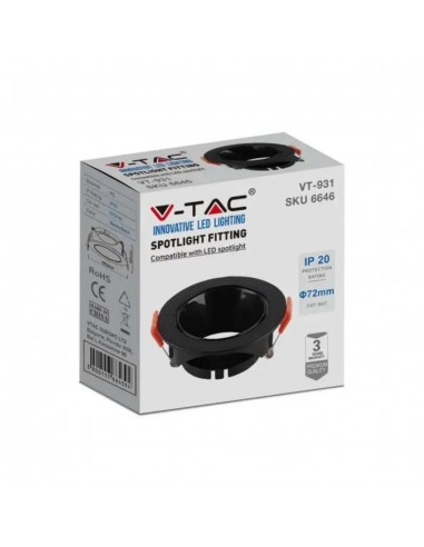 6646-Portafaretto LED da Incasso Rotondo GU Colore Nero-2