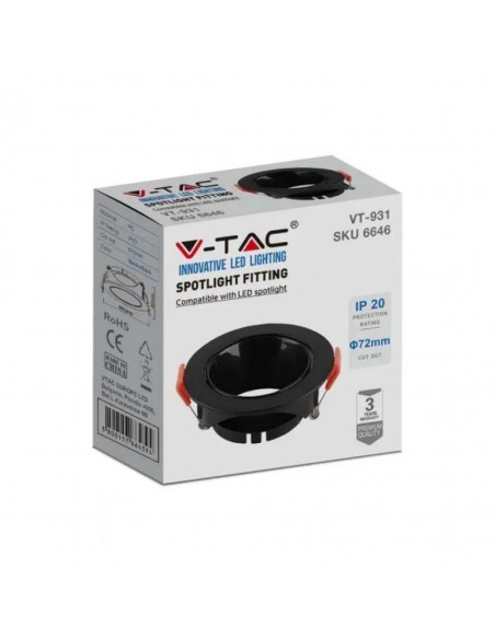 6646-Portafaretto LED da Incasso Rotondo GU Colore Nero-2