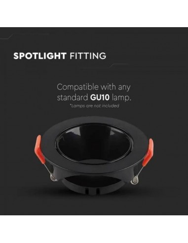 6646-Portafaretto LED da Incasso Rotondo GU Colore Nero-5
