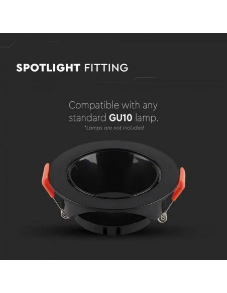 6646-Portafaretto LED da Incasso Rotondo GU Colore Nero-5