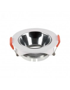 6647-Portafaretto LED da Incasso Rotondo GU Corpo Bianco Riflettore Cromato-1