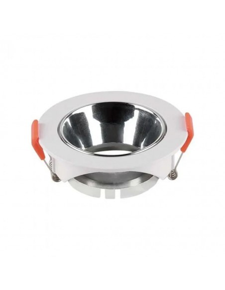 6647-Portafaretto LED da Incasso Rotondo GU Corpo Bianco Riflettore Cromato-1