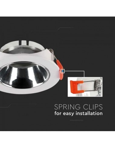 6647-Portafaretto LED da Incasso Rotondo GU Corpo Bianco Riflettore Cromato-6