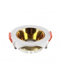 6648-Portafaretto LED da Incasso Rotondo GU Corpo Bianco Riflettore Oro-1