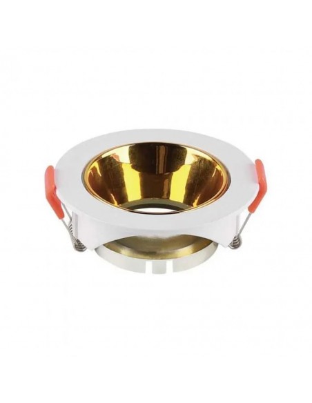 6648-Portafaretto LED da Incasso Rotondo GU Corpo Bianco Riflettore Oro-1