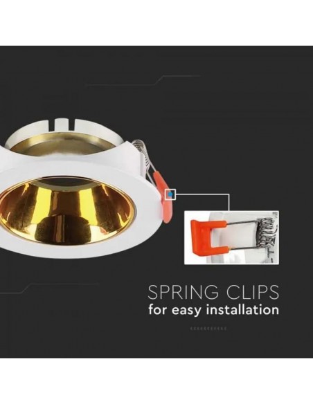 6648-Portafaretto LED da Incasso Rotondo GU Corpo Bianco Riflettore Oro-6