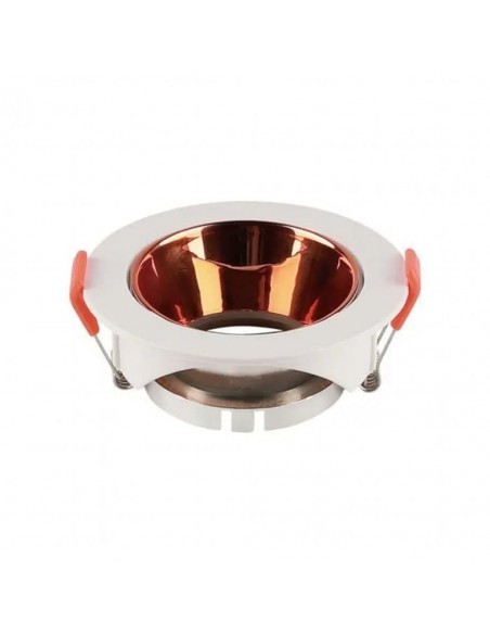 6649-Portafaretto LED da Incasso Rotondo GU Corpo Bianco Riflettore Oro Rosa-1