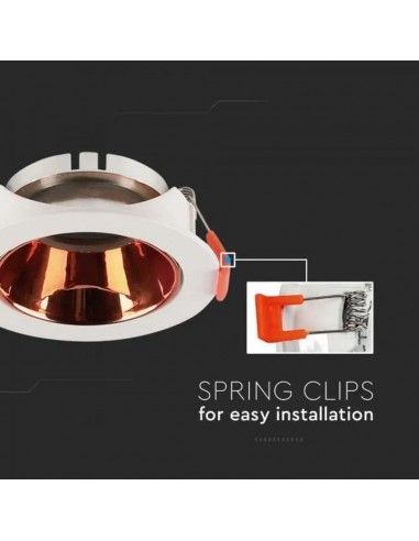 6649-Portafaretto LED da Incasso Rotondo GU Corpo Bianco Riflettore Oro Rosa-6