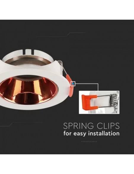 6649-Portafaretto LED da Incasso Rotondo GU Corpo Bianco Riflettore Oro Rosa-6