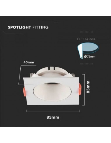 6650-Portafaretto LED da Incasso Quadrato GU Colore Bianco-3