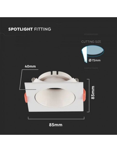 6650-Portafaretto LED da Incasso Quadrato GU Colore Bianco-3