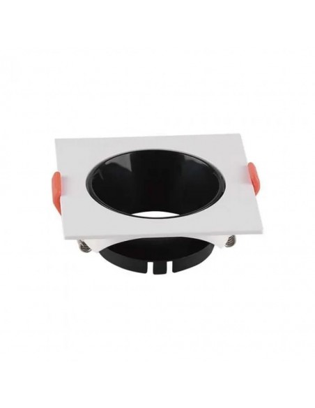 6651-Portafaretto LED da Incasso Quadrato GU Corpo Bianco Riflettore Nero-1