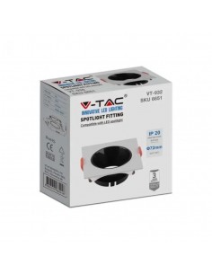 6651-Portafaretto LED da Incasso Quadrato GU Corpo Bianco Riflettore Nero-1 2