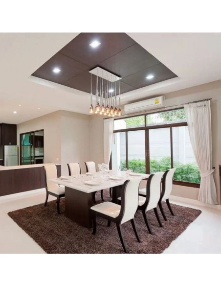 6651-Portafaretto LED da Incasso Quadrato GU Corpo Bianco Riflettore Nero-4