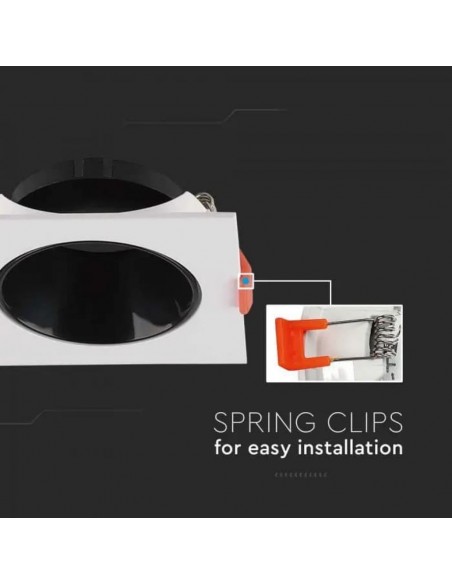 6651-Portafaretto LED da Incasso Quadrato GU Corpo Bianco Riflettore Nero-6