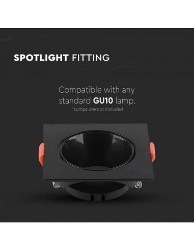 6652-Portafaretto LED da Incasso Quadrato GU Colore Nero-5