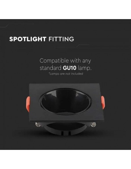 6652-Portafaretto LED da Incasso Quadrato GU Colore Nero-5