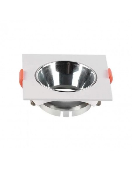 6653-Portafaretto LED da Incasso Quadrato GU Corpo Bianco Riflettore Cromato-1