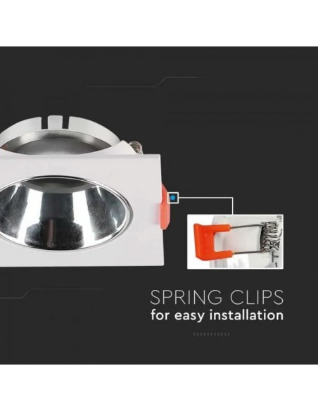 6653-Portafaretto LED da Incasso Quadrato GU Corpo Bianco Riflettore Cromato-5