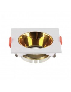 6654-Portafaretto LED da Incasso Quadrato GU Corpo Bianco Riflettore Oro-1