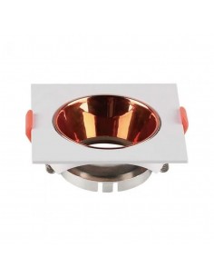 6655-Portafaretto LED da Incasso Quadrato GU Corpo Bianco Riflettore Oro Rosa-1