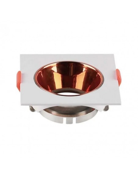 6655-Portafaretto LED da Incasso Quadrato GU Corpo Bianco Riflettore Oro Rosa-1
