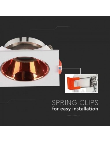 6655-Portafaretto LED da Incasso Quadrato GU Corpo Bianco Riflettore Oro Rosa-6