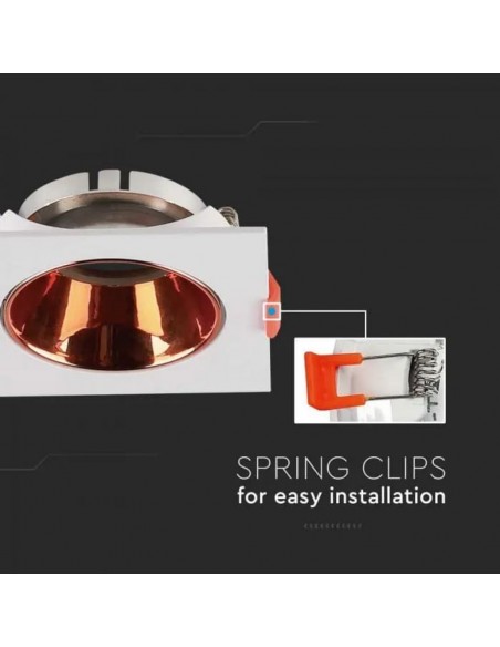 6655-Portafaretto LED da Incasso Quadrato GU Corpo Bianco Riflettore Oro Rosa-6