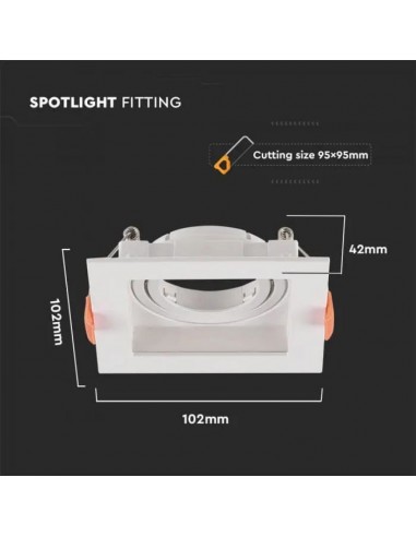 6656-Portafaretto LED da Incasso Quadrato GU Colore Bianco-3