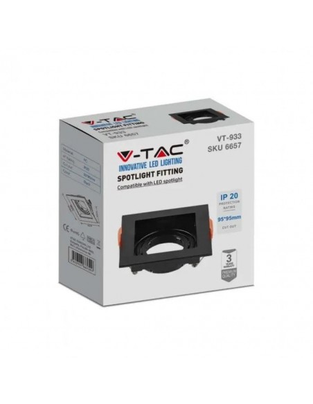 6657-Portafaretto LED da Incasso Quadrato GU Colore Nero-2