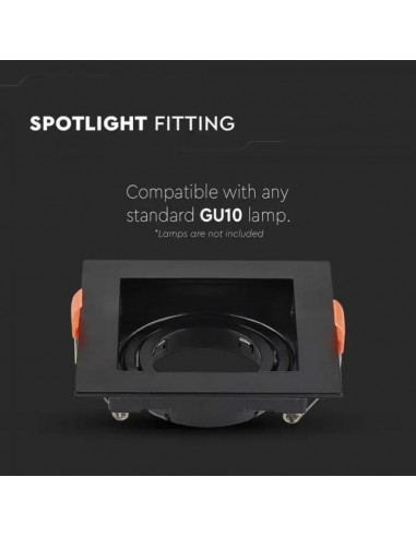 6657-Portafaretto LED da Incasso Quadrato GU Colore Nero-5