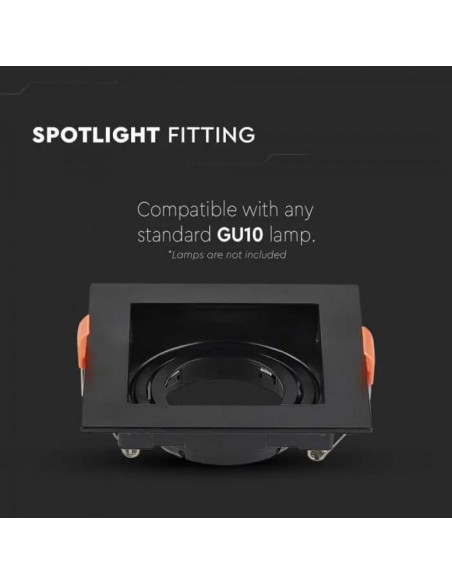 6657-Portafaretto LED da Incasso Quadrato GU Colore Nero-5