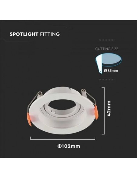 6658-Portafaretto LED da Incasso Rotondo GU Colore Bianco Orientabile-3