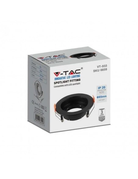 6659-Portafaretto LED da Incasso Rotondo GU Colore Nero Orientabile-2