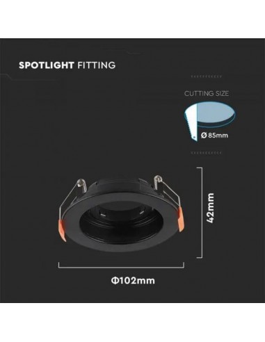 6659-Portafaretto LED da Incasso Rotondo GU Colore Nero Orientabile-3