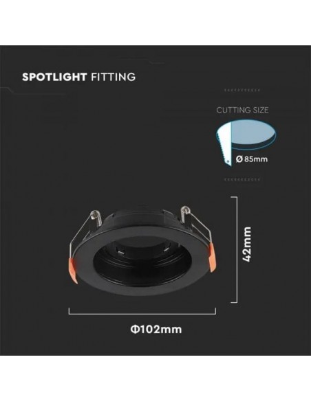 6659-Portafaretto LED da Incasso Rotondo GU Colore Nero Orientabile-3