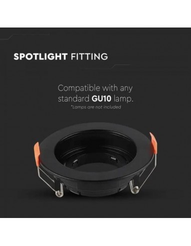 6659-Portafaretto LED da Incasso Rotondo GU Colore Nero Orientabile-5