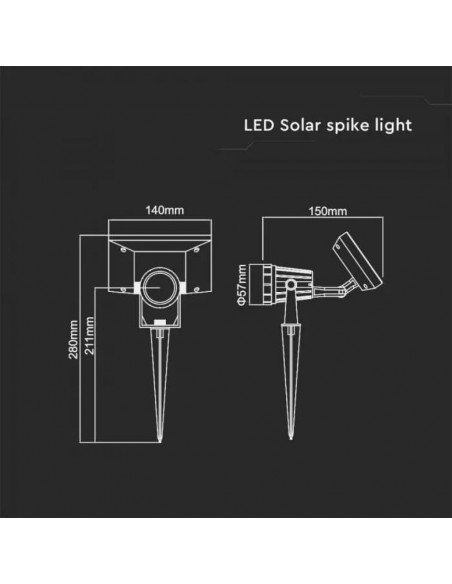 6660-Faretto LED da Giardino con Picchetto Colore Nero Con Pannello Solare   -3