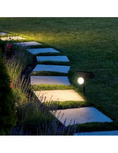 6660-Faretto LED da Giardino con Picchetto Colore Nero Con Pannello Solare   -4