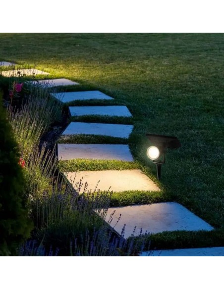 6660-Faretto LED da Giardino con Picchetto Colore Nero Con Pannello Solare   -4