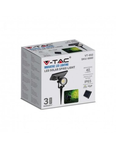 6661-Faretto LED da Giardino con Picchetto Colore Nero Con Pannello Solare   -2