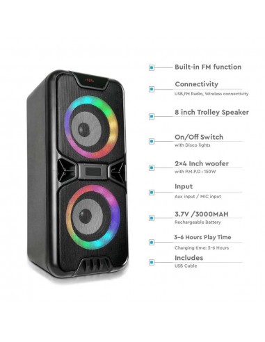 6663-Altoparlante Ricaricabile x con USB e Scheda TF RGB xPollici-3