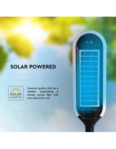 6665-Piantana Solare LED da Giardino  Colore Bianco e Nero  -6