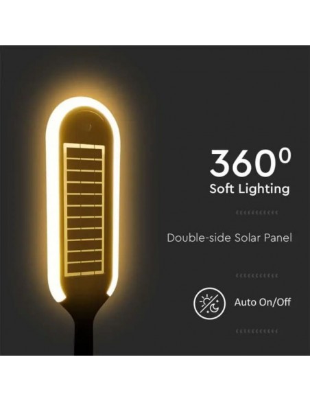 Piantana Solare LED da Giardino 5W Bianco e Nero 4000K IP65