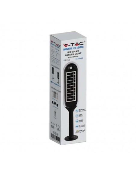 6666-Piantana Solare LED da Giardino  Colore Bianco e Nero  -2