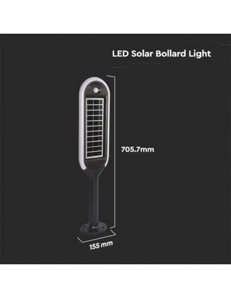 6666-Piantana Solare LED da Giardino  Colore Bianco e Nero  -3