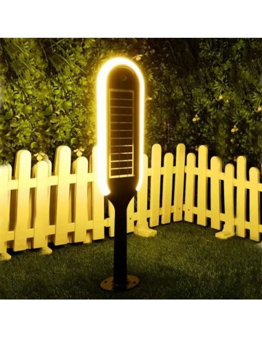 6666-Piantana Solare LED da Giardino  Colore Bianco e Nero  -4