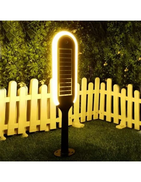 6666-Piantana Solare LED da Giardino  Colore Bianco e Nero  -4