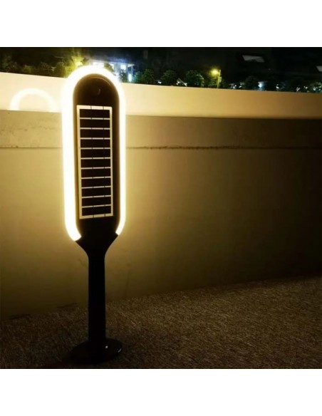 6666-Piantana Solare LED da Giardino  Colore Bianco e Nero  -5