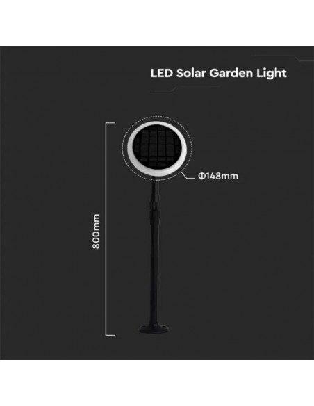 6667-Piantana Solare LED da Giardino  con Picchetto Doppio montaggio Colore Bianco e Nero    Lampade-3